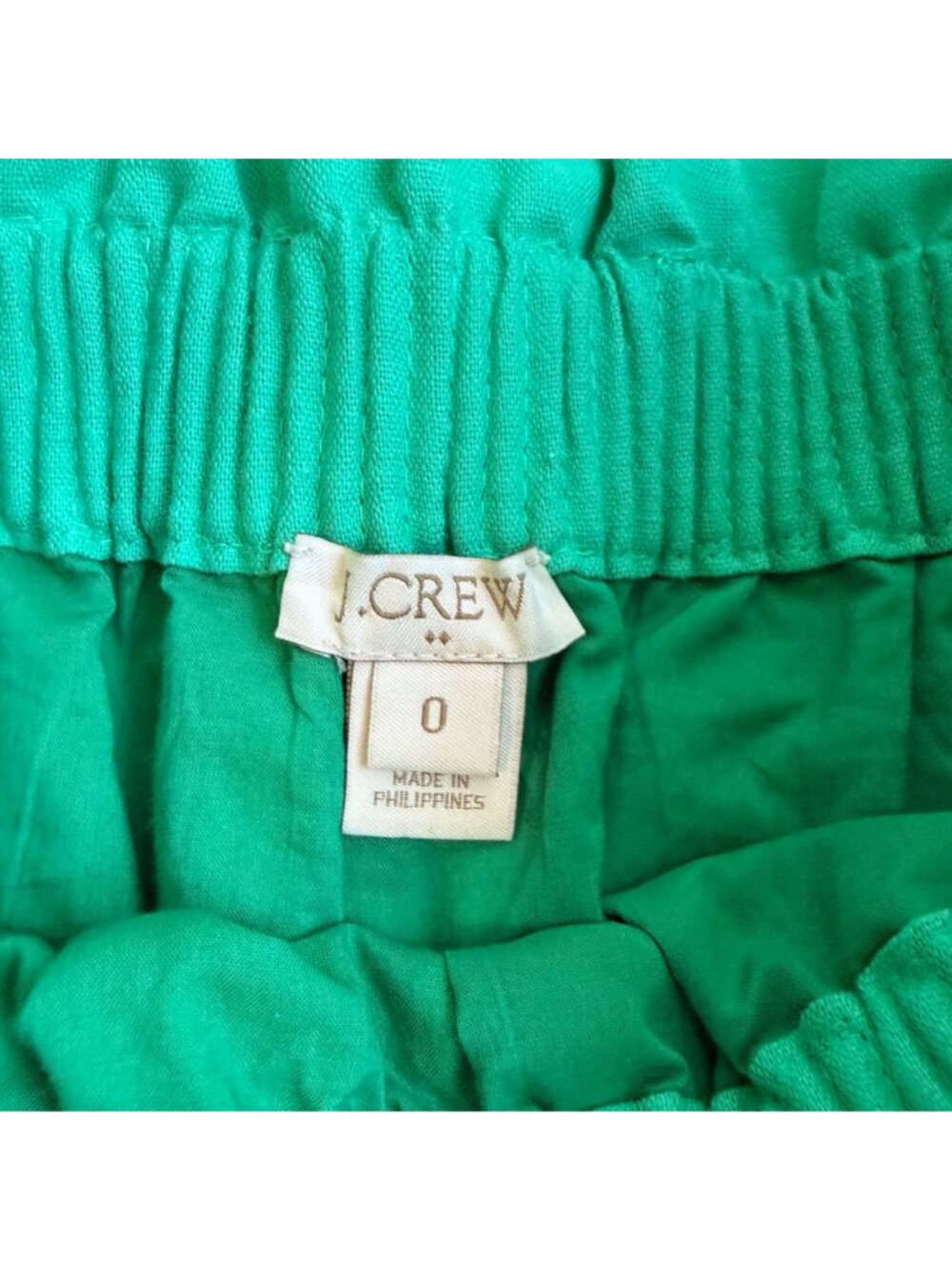 J. Crew Green Linen Cotton Blend Smocked Elastic Waist Skirt Womens Size 0 - Picture 5 of 10